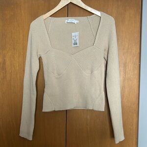 NWT ASTR Fletcher Ribbed Knit ECRU Bustier Sweater M